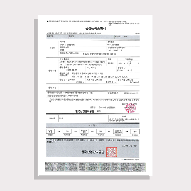 Factory Registration Card - Seo Gimhae